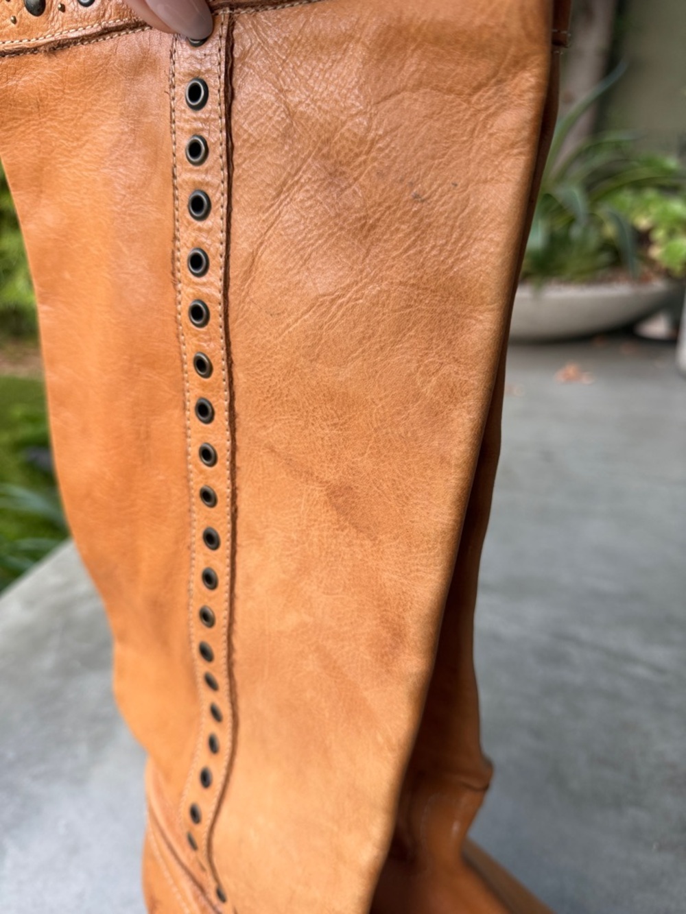 Frye Tan Studded Leather Knee Boots - Picture 7 of 10